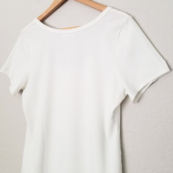 Reformation Rawson Ribbed Bodysuit White Plus Size 3X Short Sleeves Classic $78 - Picture 11 of 16